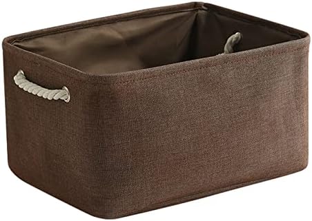 TheWarmHome Fabric Storage Basket for Home, Shelf, Closet - Canvas Bin for Dog Toys and Baby Items (Brown, 1 Pack, 13.8L9.8W6.7H)