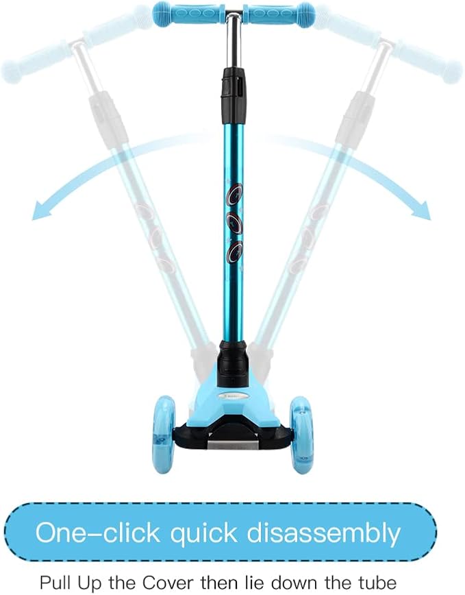 3 Wheel Scooter for Kids Ages 6-12,Kids Scooter with Light Up Wheels, Sturdy Deck Design, and 4 Height Adjustable Suitable for Kid Ages 3-12