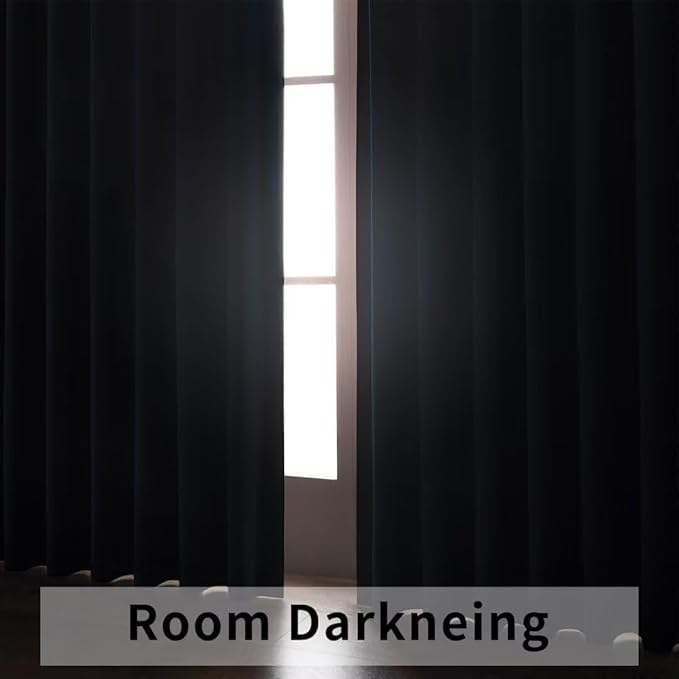 Joydeco Blackout Curtains 96 Inches Long, Thermal Insulated Black Out Curtains 2 Panels Set for Bedroom, Room Darkening Drapes for Living Room Window (W37 x L96 Inch, Navy Blue)