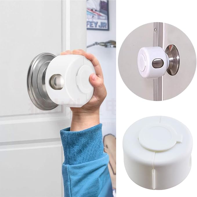 Kisangel Child Safety Door Knob Covers 4pcs Baby Door Handle Cover Child Door Knob Protectors for Easy Installation and Reusable Design,White Pp