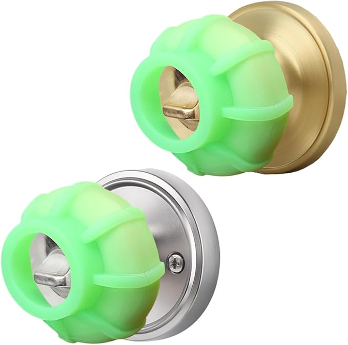 Door Handle Grip Doorstop Knob Stopper Cover, Set of 2 Door Knob Grips Universal Size (Neon Green)