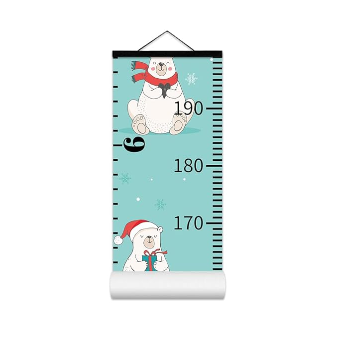 Baby Growth Chart for Wall - Height Chart for Kids Nursery Decor Wall Hanging Measurement Ruler with Black Wood Scroll Toddlers Kids Room Decor Birthday Christmas Gifts for Boys Girls 79"X7.9" (Bear)