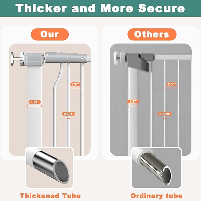 40.5" Extra Tall Baby Gate, 57.5"-60.2" Extra Wide Long Dog Pet Gate Indoor, Adjustable Safety Child Gate No Drill, Metal Auto Close Pet Proof Tall Gate for Stairs Doorway Kids, White