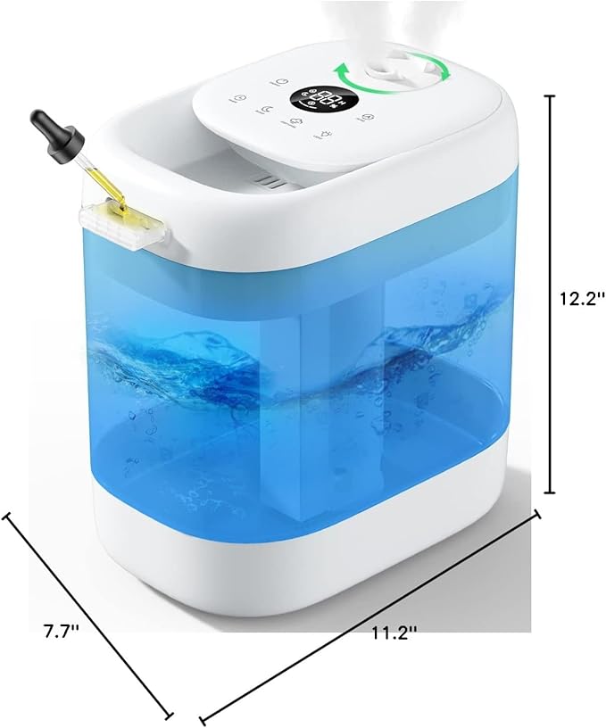 Homvana Humidifiers for Bedroom, 5L Super Easy to Clean Top Fill Auto Adapt Cool Mist Humidifier for Bedroom Plants Baby Kids for Home (Never Leaking Design), Quiet 40H Runtime, Essential Oil Diffuser