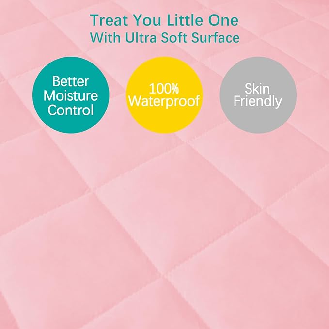 Mini Crib Mattress Protector Sheets Fitted Waterproof Mini Crib Mattress Protector Pad Cover Pink 2 Pack Quilted 38" x 24"