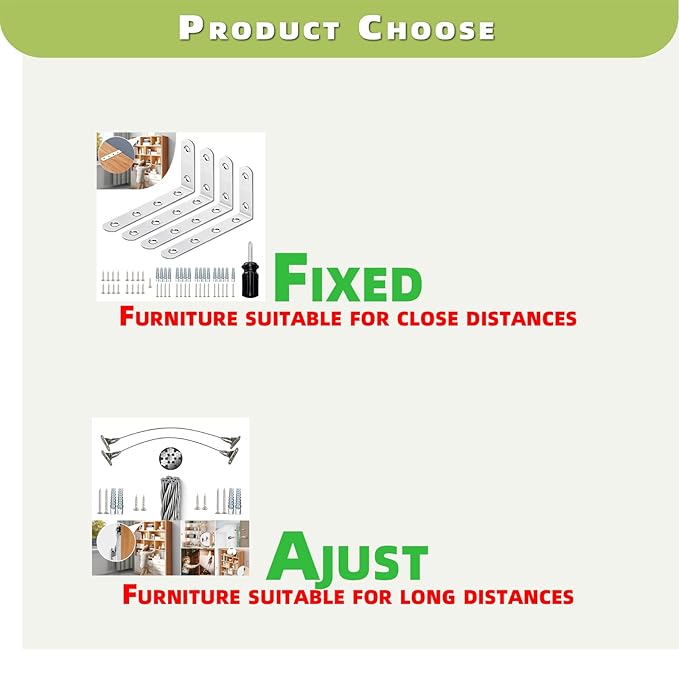 Furniture Anchors, Anti Tip Furniture Wall Anchor for Baby Proofing, Prevent Falling Furniture (Fixed 4 Items II)