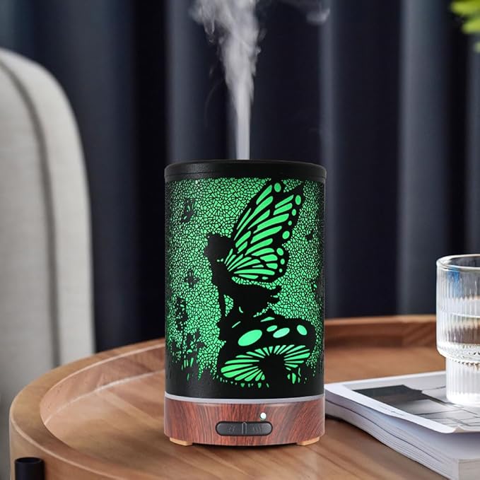 Essential Oil Diffuser, Ultrasonic Diffuser for Essential Oil, Cool Mist Humidifier Aromatherapy Diffuser with 7 Color Lighting Changing Modes, Waterless Auto Shut-Off for Home(Flower Fairy)