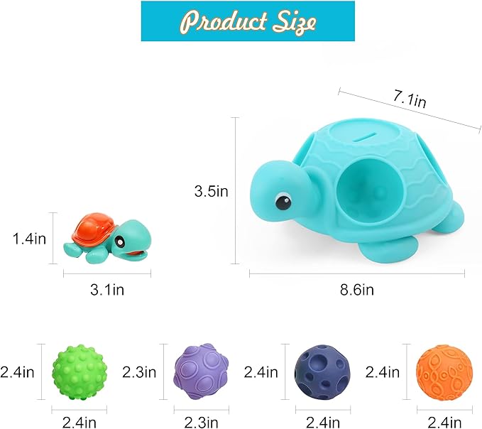 Sensory Balls Montessori Toys for Babies 6-12 Months, Baby Sensory Toys Turtle Toys Bright Color Textured Multi Soft Balls, BPA Free Ball for Toddlers 1-3 Teething Gifts