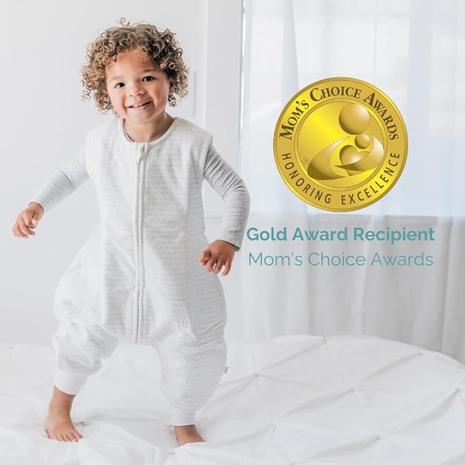 Tealbee Dreamsuit: Toddler Sleep Sack with Feet 3T-4T - 1.5 TOG Winter Baby Wearable Blanket for Walkers - Rayon made from Bamboo, Organic Cotton Sleep Bag - Brushed Dots
