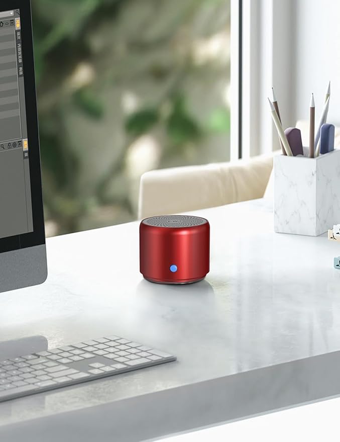 EWA Travel Case Packed, A106 Pro Portable Bluetooth Speaker with Custom Bass Radiator, Brief Design, IP67 Waterproof, Perfect Mini Speaker for Shower, Room, Bike, Car (Red)