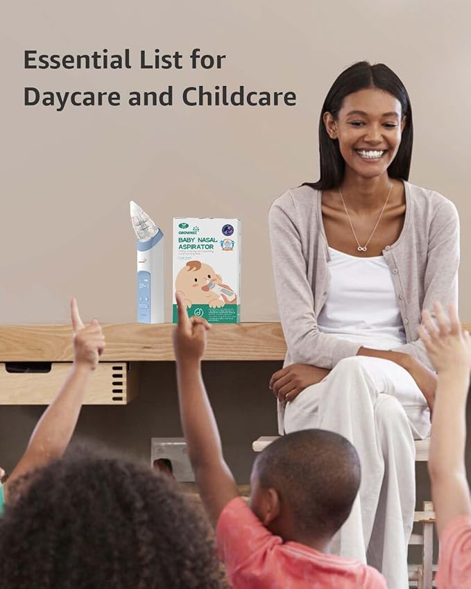 GROWNSY Nasal Aspirator for Baby, Electric Nose Aspirator for Toddler, Baby Nose Sucker, Automatic Nose Cleaner with 3 Silicone Tips, Adjustable Suction Level, Music and Light Soothing Function, Blue