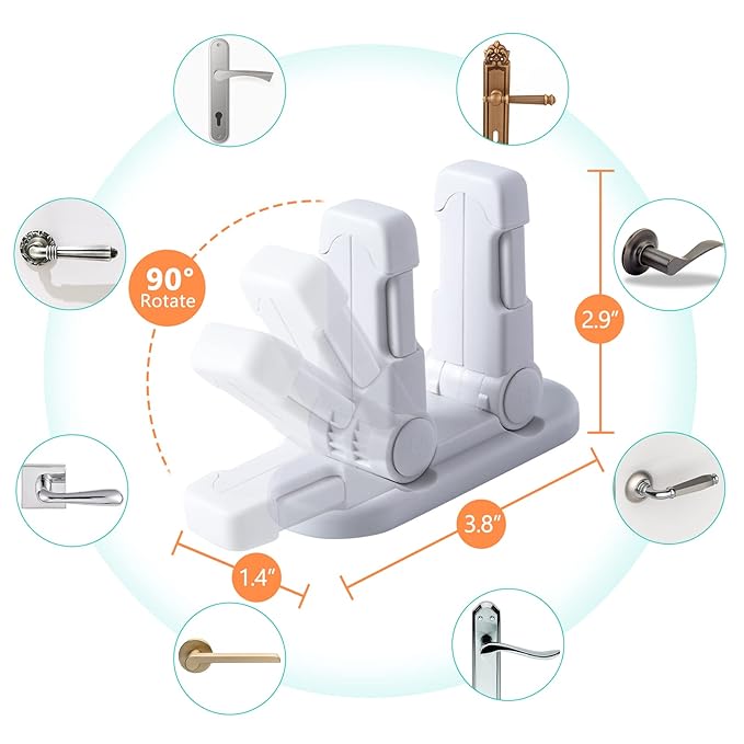 Door Lever Lock (3 Pack) Door Locks for Kids Safety, Baby Proofing Door Knob Child Proof Door Knob Covers, Child Safety Locks for Doors, with 3M Adhesive, for Doors, Windows, Bathtubs, Faucets (White)