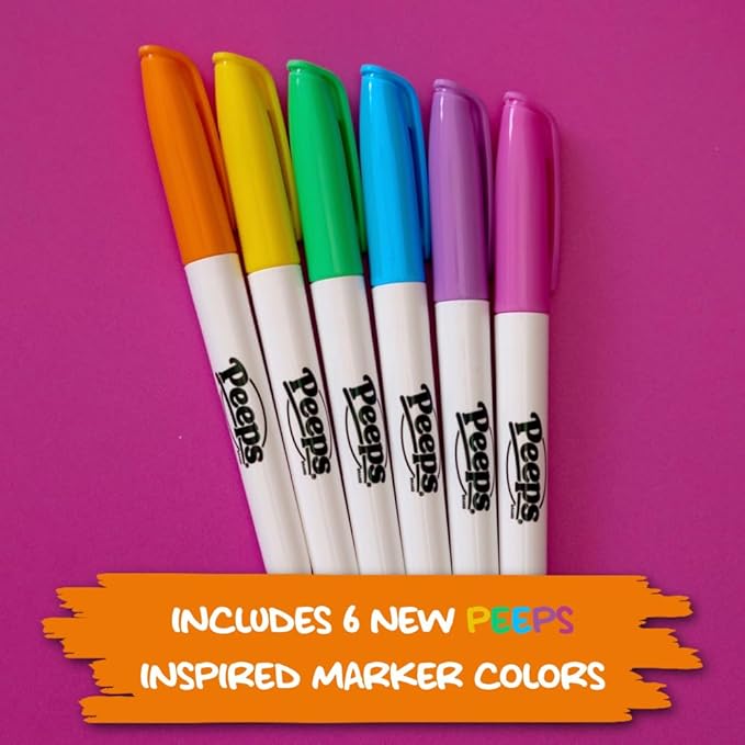 The Eggmazing Egg Decorator - Peeps Bunny - Arts and Craft Set Includes 6 Colorful Quick Drying, Non-Toxic Markers - Pink - Packaging May Vary