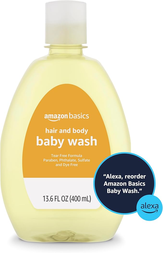 Amazon Basics Tear-Free Baby Hair and Body Wash, Lightly scented, 13.6 Fluid Ounce, 1-Pack