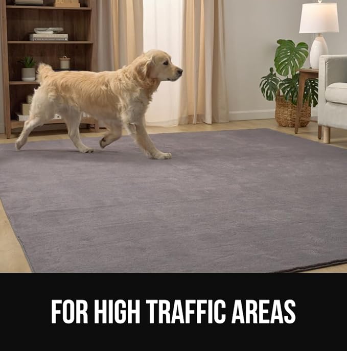 GORILLA GRIP Ultra Soft Washable Area Rug, Stain and Slip Resistant Plush Thick Carpet for Bedroom Living Room, No Shed Floor Rugs, Pet Friendly, Dorm Essentials, Kids Nursery Home Decor, 4x6, Gray