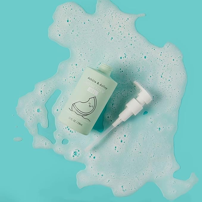 Dabble & Dollop Honeydew Melon Body Wash & Shampoo – 3-in-1 Natural Bubble Bath for Kids, Made in USA, No Parabens or Sulfates, Vegan, Gluten-Free, Tear-Free (10oz, Pack of 2)