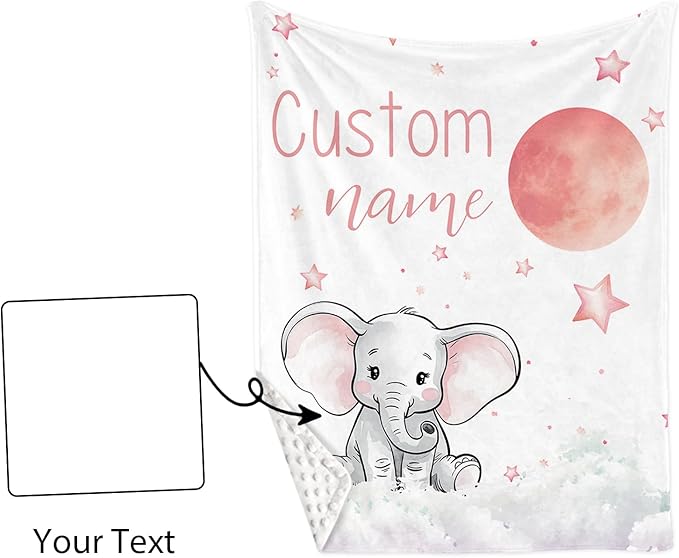 Custom Name Crib Bedding Set - Starry Sky Elephant Design, Personalized Baby Nursery Bedding 3-Piece Set– Soft Blanket, Fitted Sheet, Changing Pad Cover – for Newborns Girls Nursery Gifts