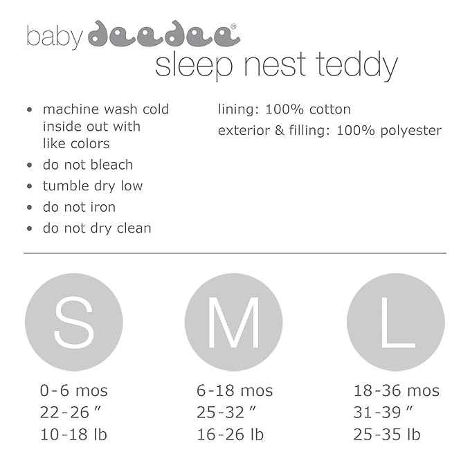baby deedee Sleep Nest Teddy Baby Sleeping Bag, Gray Bubble Gum, Medium (6-18 Month)