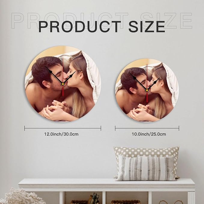 Generic Custom Clocks for Walls Personalized Clocks with Picture Customize Gifts for Kitchen Bathroom Home Creative, 10inch-25cm