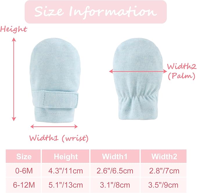 Newborn Baby Mittens Infant No Scratch Gloves Cotton Mitts for Baby Girls Boys
