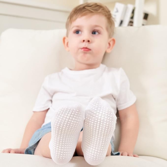 Zaples Baby Non Slip Grip Ankle Socks with Non Skid Soles for Infants Toddlers Kids Boys Girls