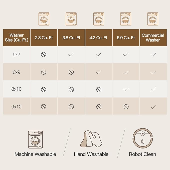 Lofus 8x10 Area Rug for Living Room,Brow Washable Large Rugs with Non-Slip Backing,Soft Neutral Carpets for Bedroom Dining Room Home Office Indoor Nursery