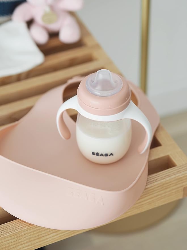 BEABA Silicone Baby Bib, Made with Soft Supple Silicone, Baby Bibs with Baby Food Catcher, Baby Essentials for Baby Feeding