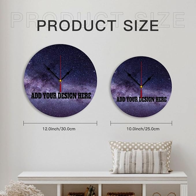 Generic Custom Wall Clock Personalized Clocks with Photo Text Logo That PVC Customized Round Silent Clock for Living Room Creative, 10inch-25cm