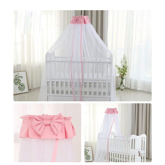 CdyBox Breathable Crib Netting Bed Curtains Canopy for Kids Mosquito Net Bedroom Decor (Pink, Mosquito net)