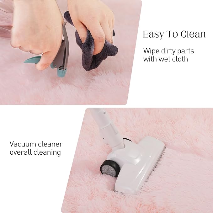 Soft 6x9 Pink Rug, Fluffy Area Rugs for Living Room, Plush Area Rugs for Bedroom, Non-Slip Indoor Carpet for Nursery, Study Room, Kids Room, Room Decor