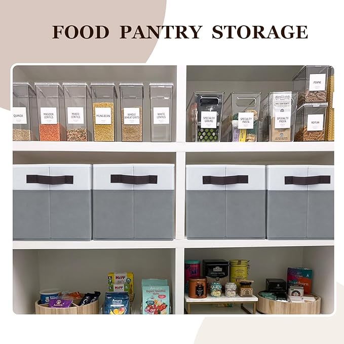 Criusia 4 Pack Large Storage Baskets for Shelves | Fabric Closet Organizers and Storage Bins with Handles Home Organization | Decorative Collapsible Baskets for Organizing Clothes Toy Nursery 14"x10"