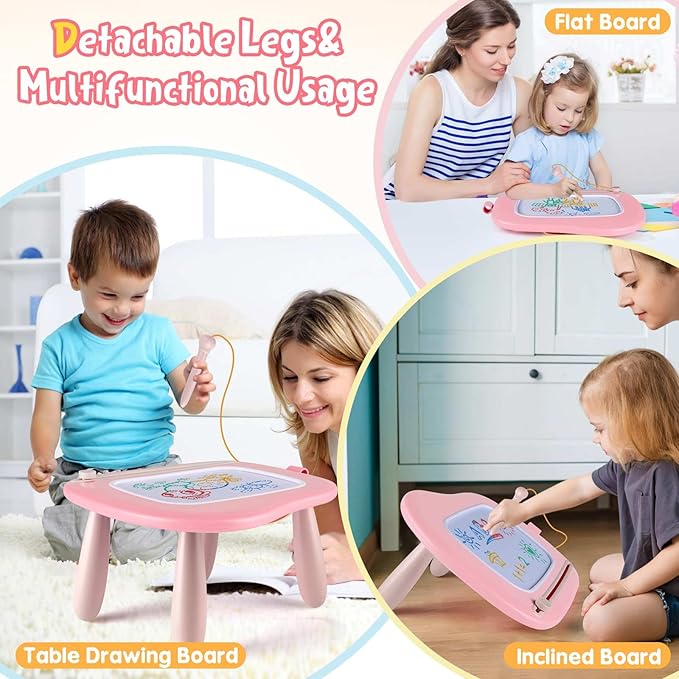 Smasiagon Magnetic Drawing Board for Kids, Toddler Toys for 1-2 Year Old Girl, Portable Doodle Board Pad Learning and Educational Toys for Ages 1 2 3 Year Old Baby Girl Birthday Gift(Pink)