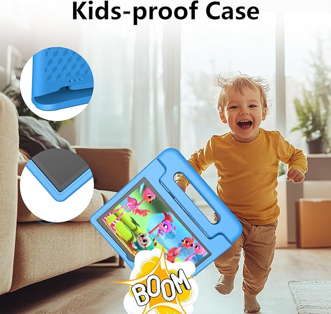 JREN Tablet for Kids|10 Inch Kids Tablet Android 14|Octa-core|64GB|WiFi |Bluetooth|Parental Control|Children Content|Children Toddler Blue