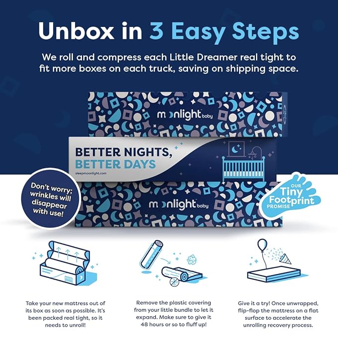 Moonlight Slumber Air Crib Mattress – Breathable, Washable, Dual-Sided Infant and Toddler Mattress with Open Core Design, Foam-Free, Hypoallergenic, 5.5", Standard Crib Size, Made in USA