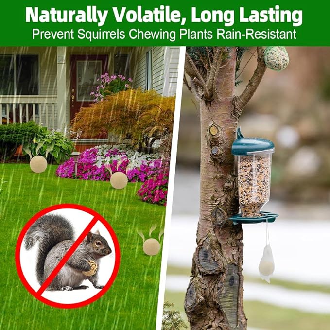 Squirrel Repellent Outdoor, Chipmunk Repellent for Attic/Garden/Bird Feeders/Plants/Cars, Deterrent Squirrels, Keep Chipmunks Away-Pack of 8