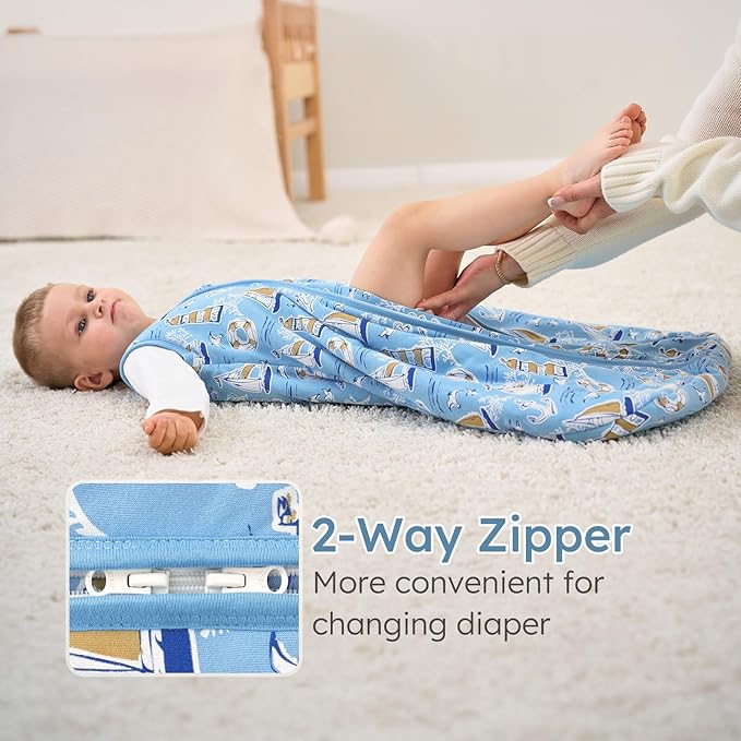Yoofoss Baby Sleep Sack 0-6 Months, 1.5 Tog Baby Wearable Blanket with 2-Way Zipper, 100% Cotton Organic Fabric Winter Infant Sleeping Sack, Warm Soft Comfy
