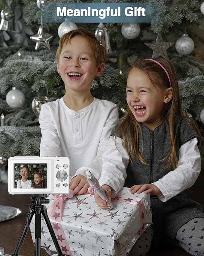 Digital Camera, Kids Camera FHD 1080P Point and Shoot Camera with 16X Zoom Anti Shake, Small Compact Camera for Teen Starter Children Kid Student Girl Boy(Pearl White)