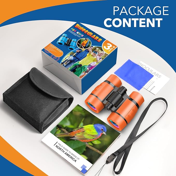 3-8 Year Old Boy Girl Toys: LET'S GO! Shockproof Binoculars for Kids Bird Watching 3 4 5 6 7 Year Old Boys Girls Outdoor Travel Toy for Kid Ages 4-7 Toddler Toy Binoculars