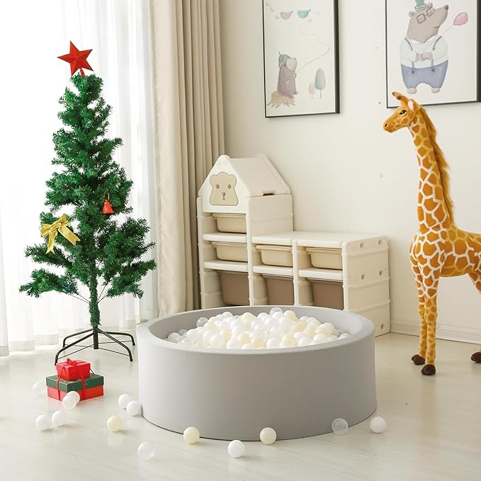 GOGOSO Ball Pit Balls Plastic Playballs for Baby Toddlers Kids Boys Girls Playhouse Decor Play Pool Fun Phthalate-Free BPA-Free Bath Toy White Beige Transparent,100 Balls