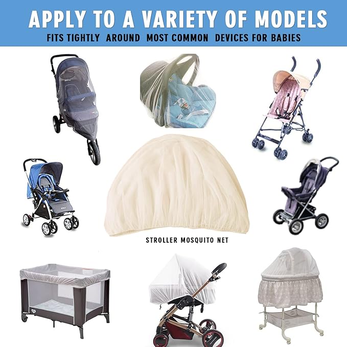 Mosquito Net for Stroller - Protective 2Pack Perfect Bug Net for Strollers, Bassinets, Cradles, Playards, Pack N Plays and Portable Mini Crib (Khaki)