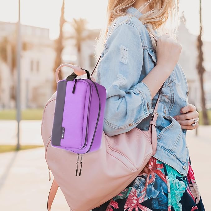 Cerbonny Small Cooler Bag Freezable Lunch Bag, Small Lunch Bag Insulated with Ice Pack, Double Layer Insulated Snack Bag for Work School Trip, Mini Cooler Bag Ideal for Fresh Snacks (Purple Double)