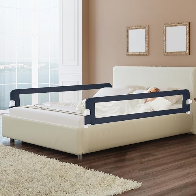 BABY JOY Bed Rails for Toddlers, Extra Long, Swing Down Safety Bed Guard for Convertible Crib, Folding Baby Bedrail for Kids Twin, Double, Full Size Queen & King Mattress (71", Dark Gray)