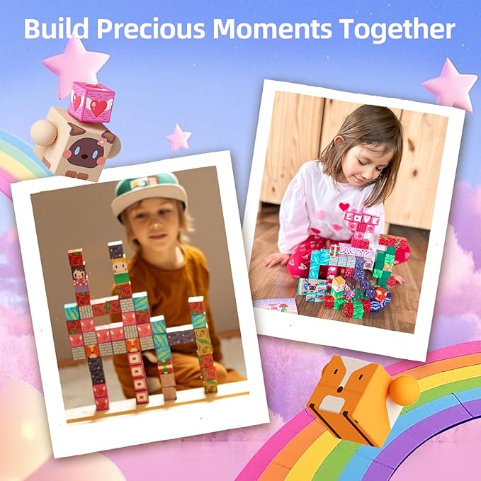 GobiDex 100PCS Magnetic Blocks Princess Building Toys for Girls Age 3+, Game-Based Build MagWonder with STEM Magnet Construction Set, Sensory Gifts for Kids Birthday (1 inch)