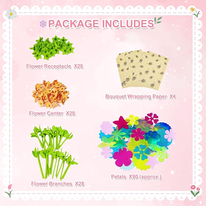 Xuoent Fabric Flower Bouquets Toys Accessories,DIY Flower Bouquet Kit Accessory,DIY Flowers Making Kit Accessories,Creative Arts and Crafts Accessories