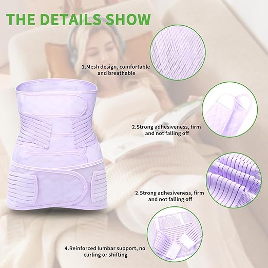 2 in 1 Postpartum Belly Band Wrap Purple, C-Section Support Belt XX-Large, Post Partum Support Recovery Waist/Pelvis Belt, Hysterectomy Belly Band Binder Girdle Stomach
