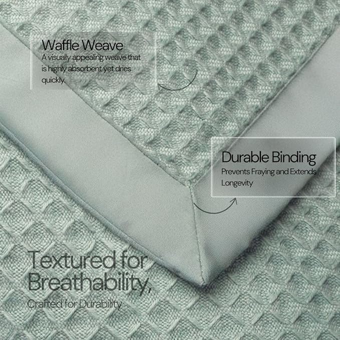 Salt Earth GOTS Certified 100% Organic Cotton Throw Blanket, 55" X 60" Blankets & Throws for Bed, Throw Blanket for Couch,Modern & Cozy Blanket, All Seasons Waffle Blanket, Soft Blanket (Silver Blue)