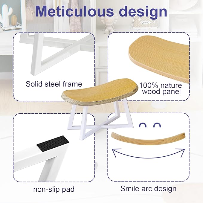 Wooden Step Stool,Foot Rest for Adult&Children,Short Stool for Under Desk, Small Bench for Living Room, Kitchen, Couch, Entryway