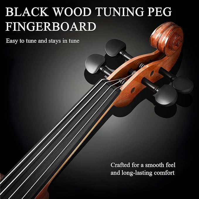 1/8 Beginner Violin Kit, Complete Violin Set with Case, Bow, Rosin, Natural Finish