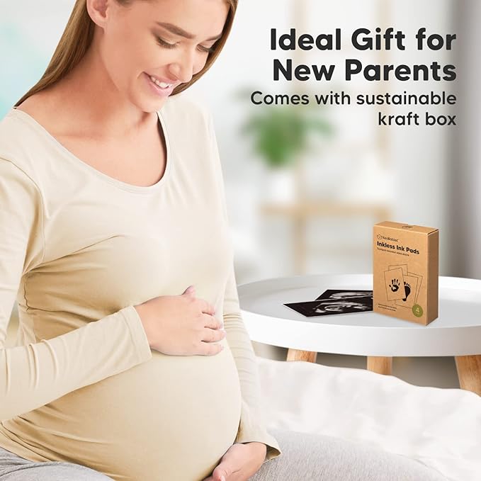 4-Pack Inkless Baby Hand and Footprint Kit - Mess Free Ink Pad for Newborn Keepsake, Dog Nose & Paw Print Kit, Clean Touch Ink Pad for Baby Hand & Footprints, Ideal New Mom Gifts (Navy)