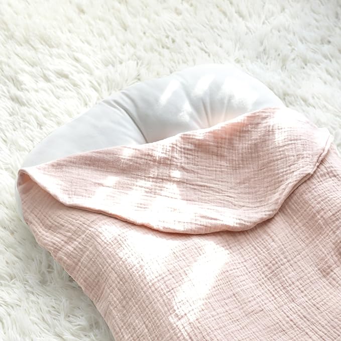 Hooyax Baby Lounger Cover 2 Pack - 100% Muslin Cotton Newborn Lounger Pillow Covers Only, Soft Breathable Infant Lounger Cover with Reinforced Stitching, Fits Most Standard Baby Loungers (Pink Wheat)